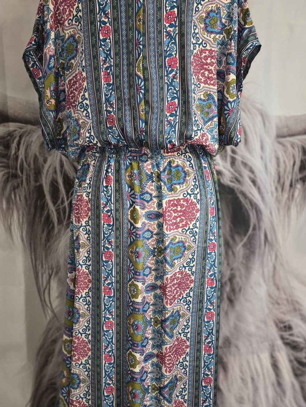 Cienna Boho Satin Feel Maxi Dress Size Large NWOT | Side Slit Festival Dress - Picture 5 of 5